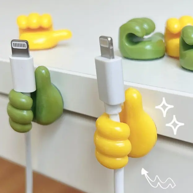 4piece Data Cable Clip Organizer Wall Hooks Silicone Thumb Winder Self Adhesive Cord Holder Wire Hanger Storage Fixer Punching Sticky Hook