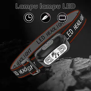 Lampu Kepala LED Outdoor, Senter Rechargeable Induksi untuk Camping, Mining & Memancing Malam Hari