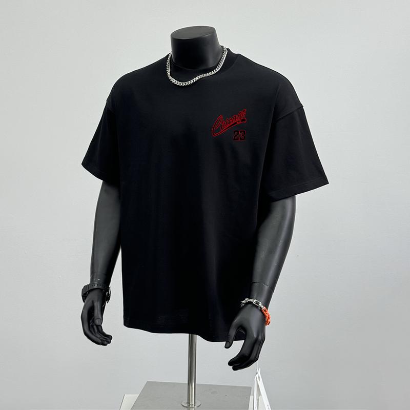 Product Introduction of 100% Cotton Simple Letters Retro Design Short Sleeve T-shirt Crew Neck Top Men and Women Unisex 5