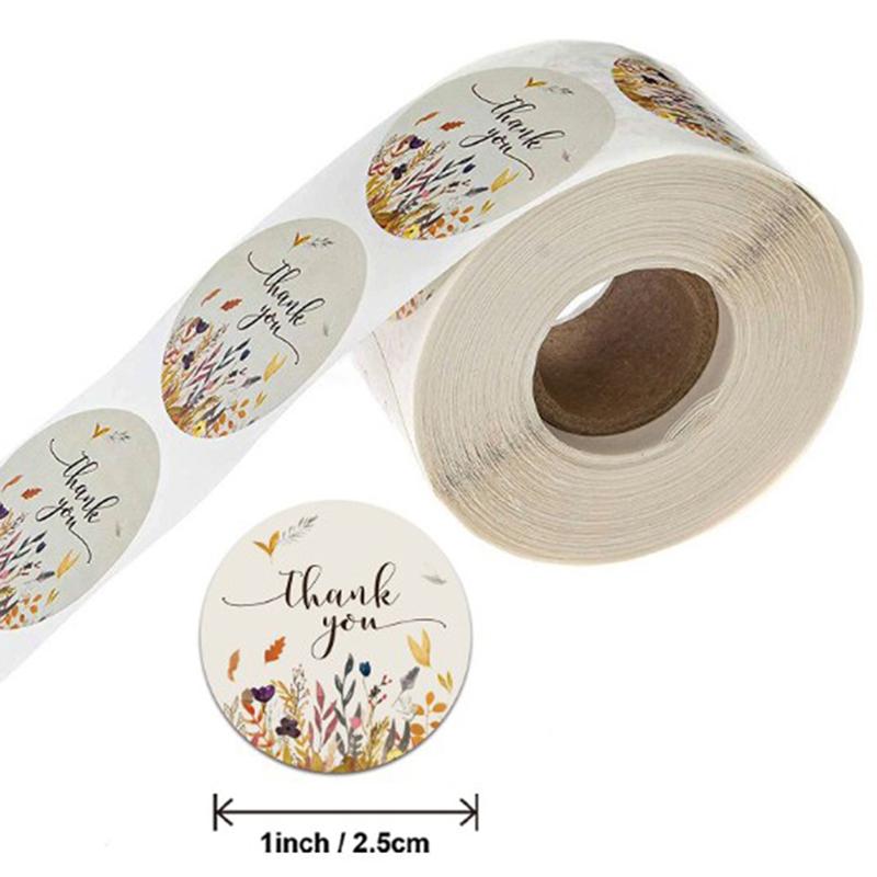 Nhãn Dán "Thank You", 500 Cái / cuộn, Thích Hợp Cho Nhãn Con Dấu, Sổ Lưu Niệm, Nhãn Dán Kraft, Dùng Làm Bánh, Chữ J 3