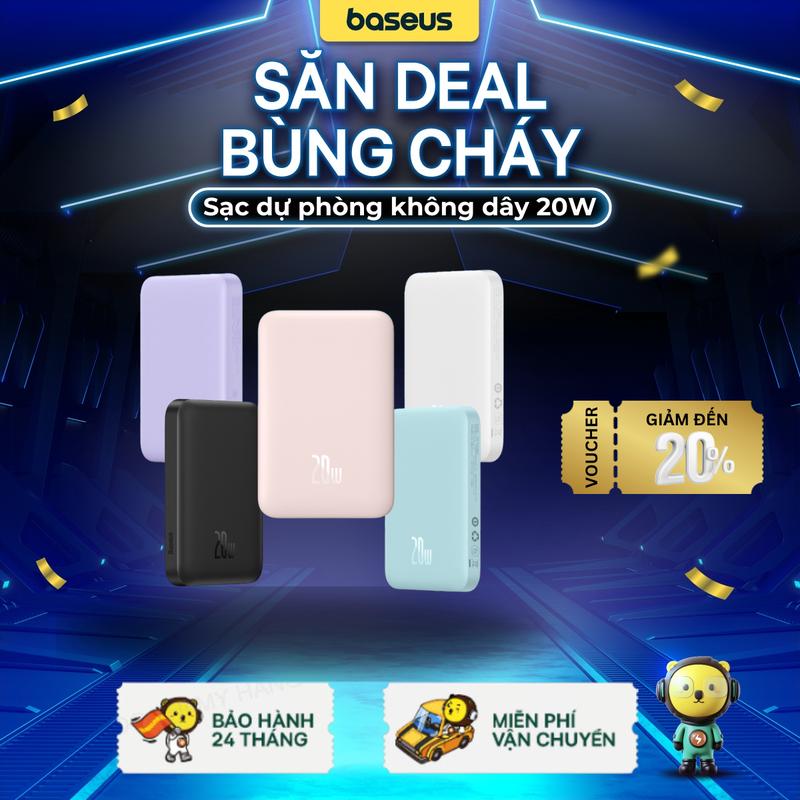 Sạc dự phòng không dây Baseus, Sạc Magsafe 5000/10000/20000mAh cho các dòng ip, thiết kế nhỏ gọn dễ dàng mang theo