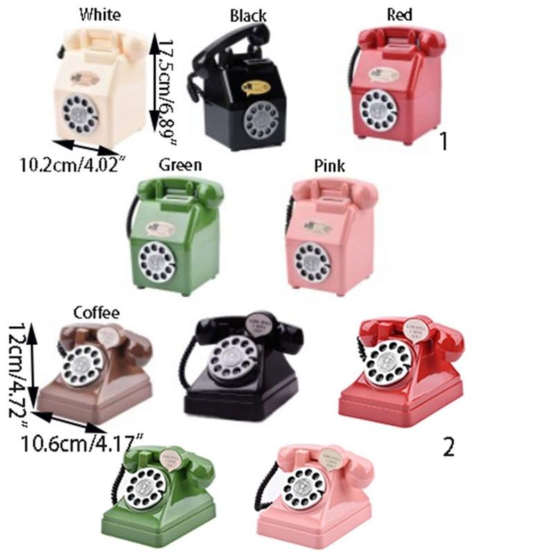 Product Introduction of Funny Cartoon Telephone Piggy Bank Cute Mini Plastic Telephone Model DIY Money Box Ornaments Kids Gift 8