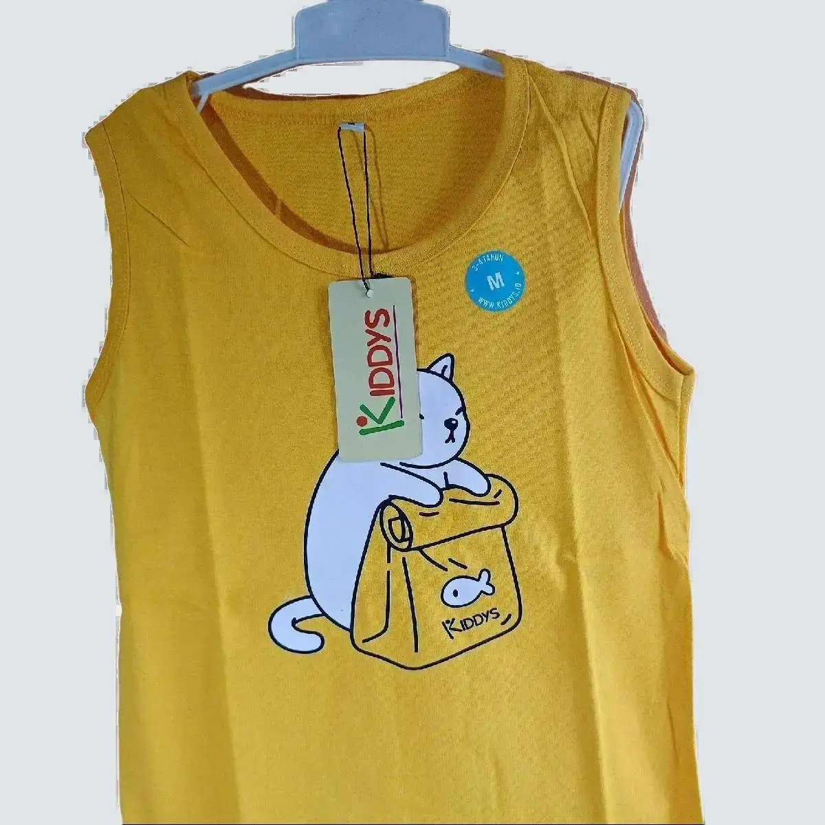 Kaos Kutung Singlet Kiddys (M) Kucing Kuning READY STOK SIAP KIRIM