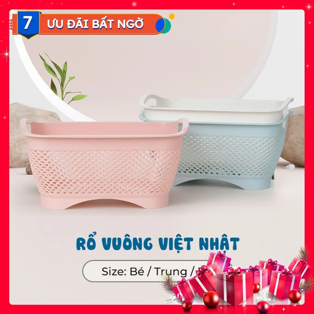 [nhựa việt nhật] Rổ vuông  đựng rau củ, hoa quả trái cây, Khay đựng đồ dùng học tập,rổ nhựa chữ nhật [sẵn hàng]