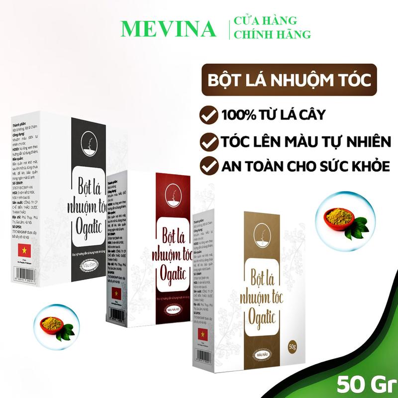 Bột Lá Nhuộm Tóc Ogatic 50 g, Thuốc Nhuộm Tóc Phủ Bạc Từ Thảo Dược Nhiều Màu Đổi Màu Tóc Nữ