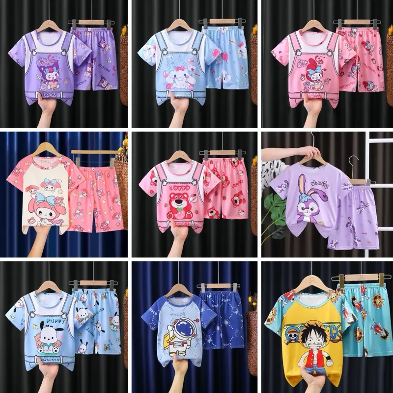 ( PART 1 ) Piyama Baju Santai Setelan Anak Celana Lengan Pendek Lucu Karakter Kuromi Cinnamon Roll Perempuan Laki Laki Cewek Cowok PJ1 0