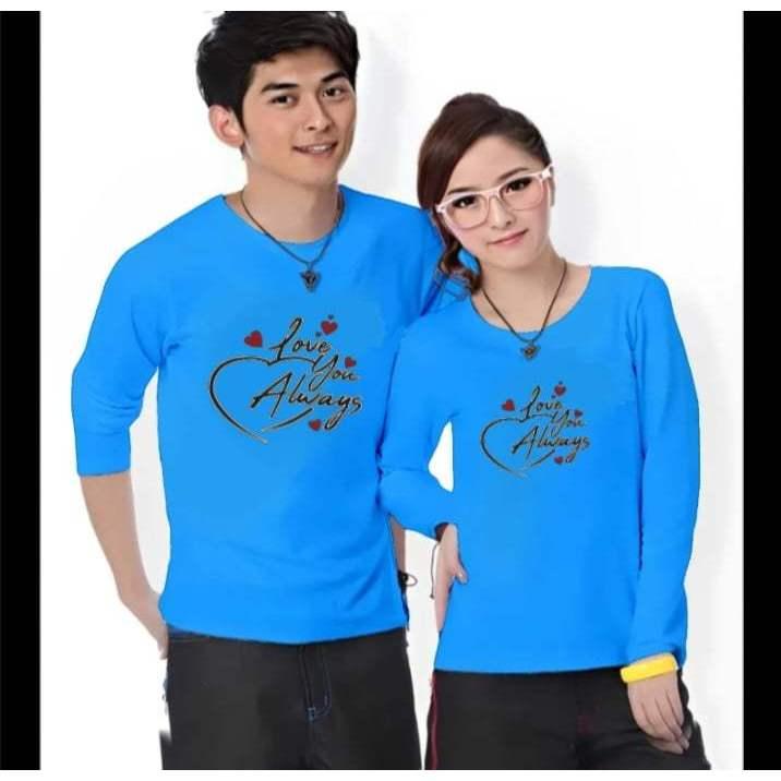 (HARGA SUDAH DAPAT 2 BAJU) Kaos Couple LOVE YOU ALWAYS Lengan Panjang Bahan Katun Soft Sablon Printing Digital DTF Distro Cewek cowok Pasangan Oblong Dewasa Lembut Wanita 8