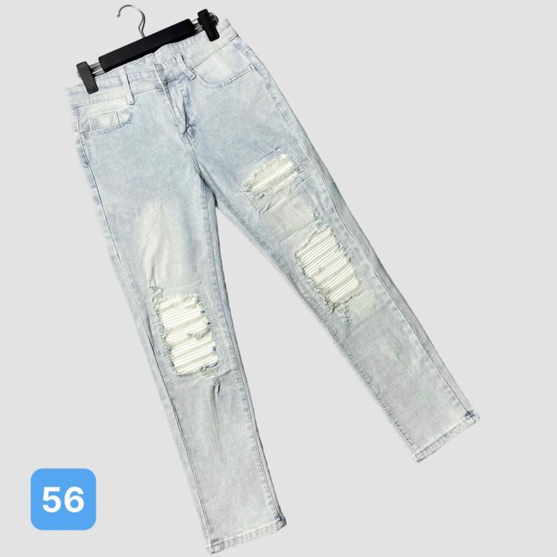 Quần jean nam [ FREESHIP ] 48 Quần bò nam màu đen rách - Quần dài nam chất jean co giãn phong cách thời trang vá da trắng có lớp lót Menswear Pants Có Túi 4