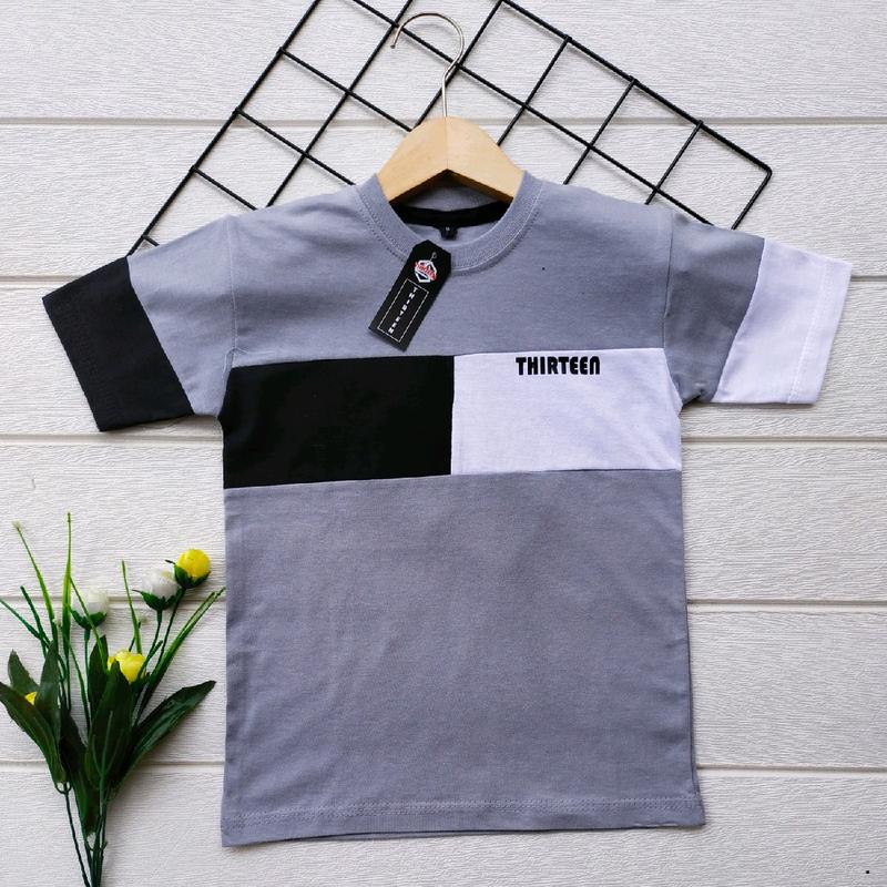 Kaos kombinasi anak abu Thirteen umur 1-10 tahun 0