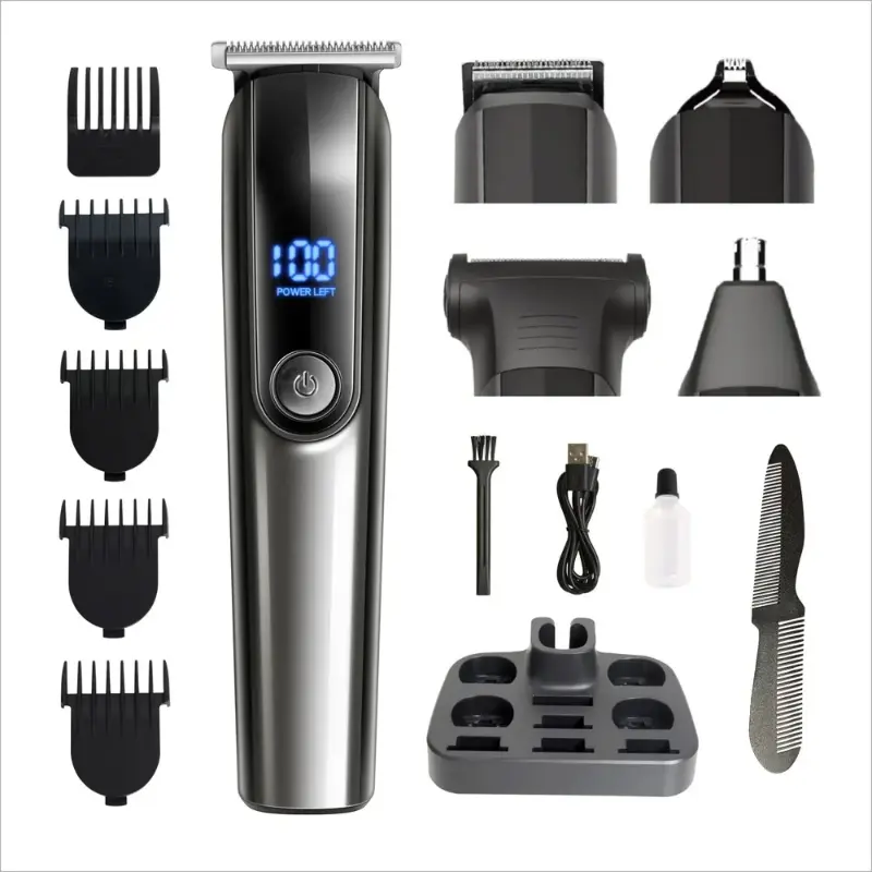 All-In-One Hair Clipper Shaving Eyebrow Trimming Nasal Hair Removal Tool With Smart Display And Logic Hair Cutting Machine