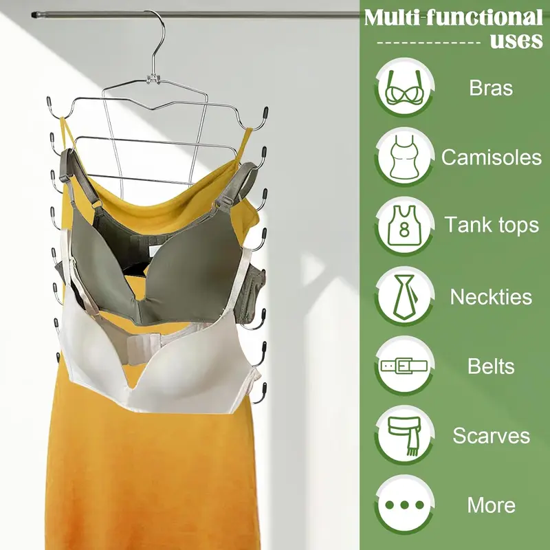 Tank Top Hanger, 1 Count Space Saving Bra Hanger, Non-slip Hanging Sport Bras Holder, Closet Organizers and Storage for Camisoles Tank Tops Bras Ties Swimsuits Strappy Dress 7