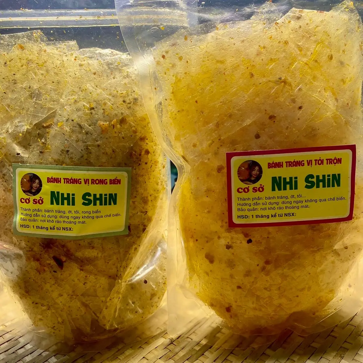 600g (Bánh tráng lá tỏi 300g+ bánh rong biển 300g)