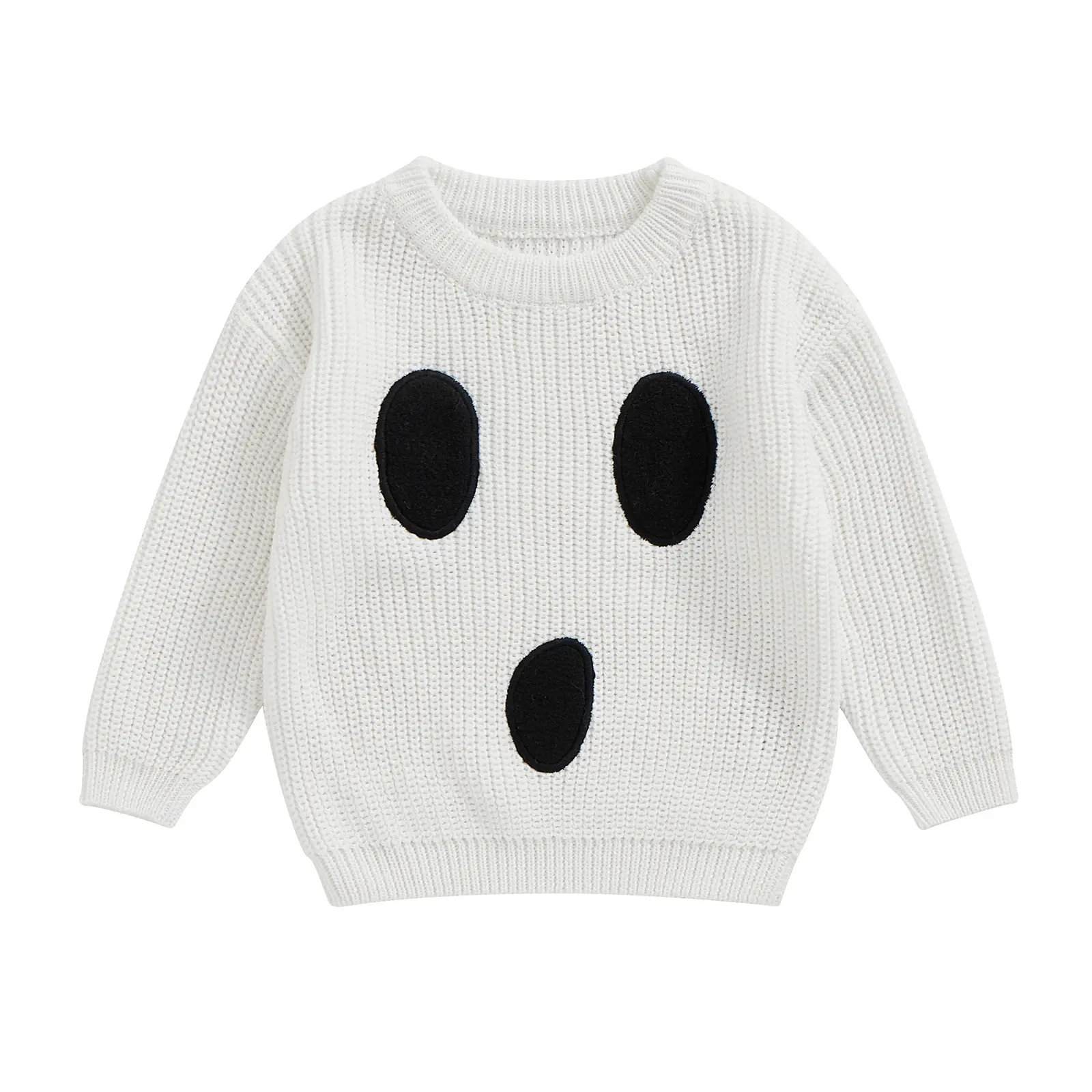 Baby Halloween Sweater, Long Sleeve Crew Neck Ghost Winter Warm Knit Pullover Sweater Infant Clothes for Girls Boys