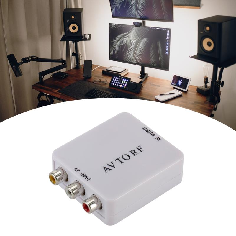 AV To RF Video Converter Adapter Box Support RF 67.25/61.25MHz TV Switcher RCA CVSB to RF Adapter Converter 0