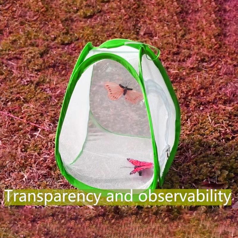 Product Introduction of onmini Creative Green Collapsible Insect Cage Zipper Opening Feeding Box Plant Insect Screen Insect Habitat Transparent Mesh Reptile Pets Cage Butterfly Mantis Bird Silkworm 14