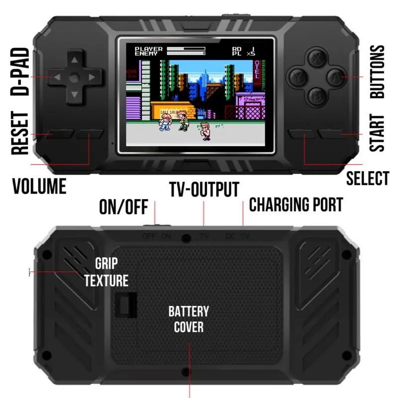 Máy Chơi Game Video Cổ Điển S8, Cầm Tay, 520 Trò Chơi, Có Ga Lăng Nhẹ 5