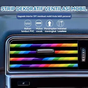 10PCS Strip Dekorasi Ventilasi Mobil - Karet Hiasan Interior PVC Premium, Strip Dashboard 20CM, Aksesoris Modifikasi Mobil DIY, Anti Gores & Tanpa Merusak Interior