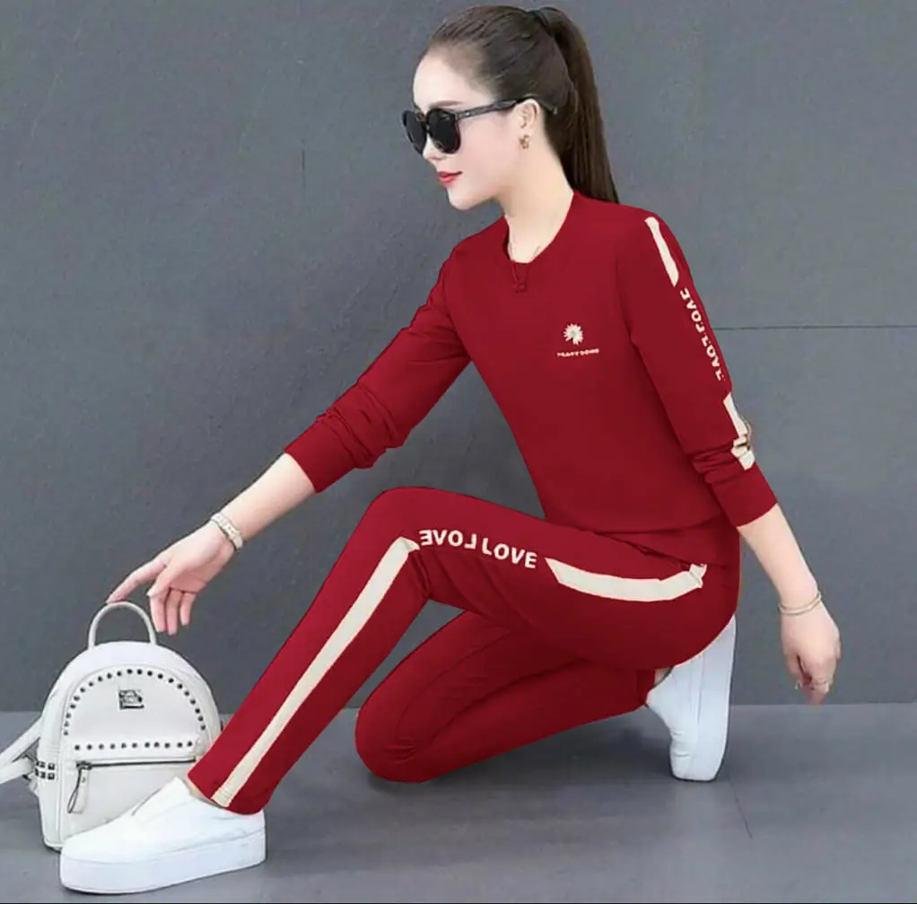 Set đồ bộ cotton nữ tay dài - logo thêu - chạy viền- sản phẩm y hình Nữ Women Áo Top Voi Xanh