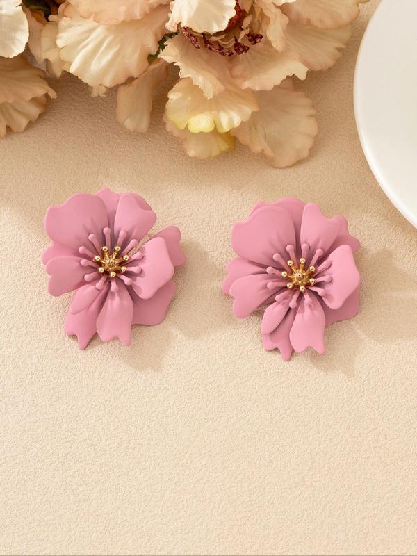 Women's Cute Flower Design Stud Earrings, 6 Pairs Elegant Multicolor Stud Earrings for Party, Daily Decor, Trendy All-match Vintage Jewelry for Birthday Gift 3