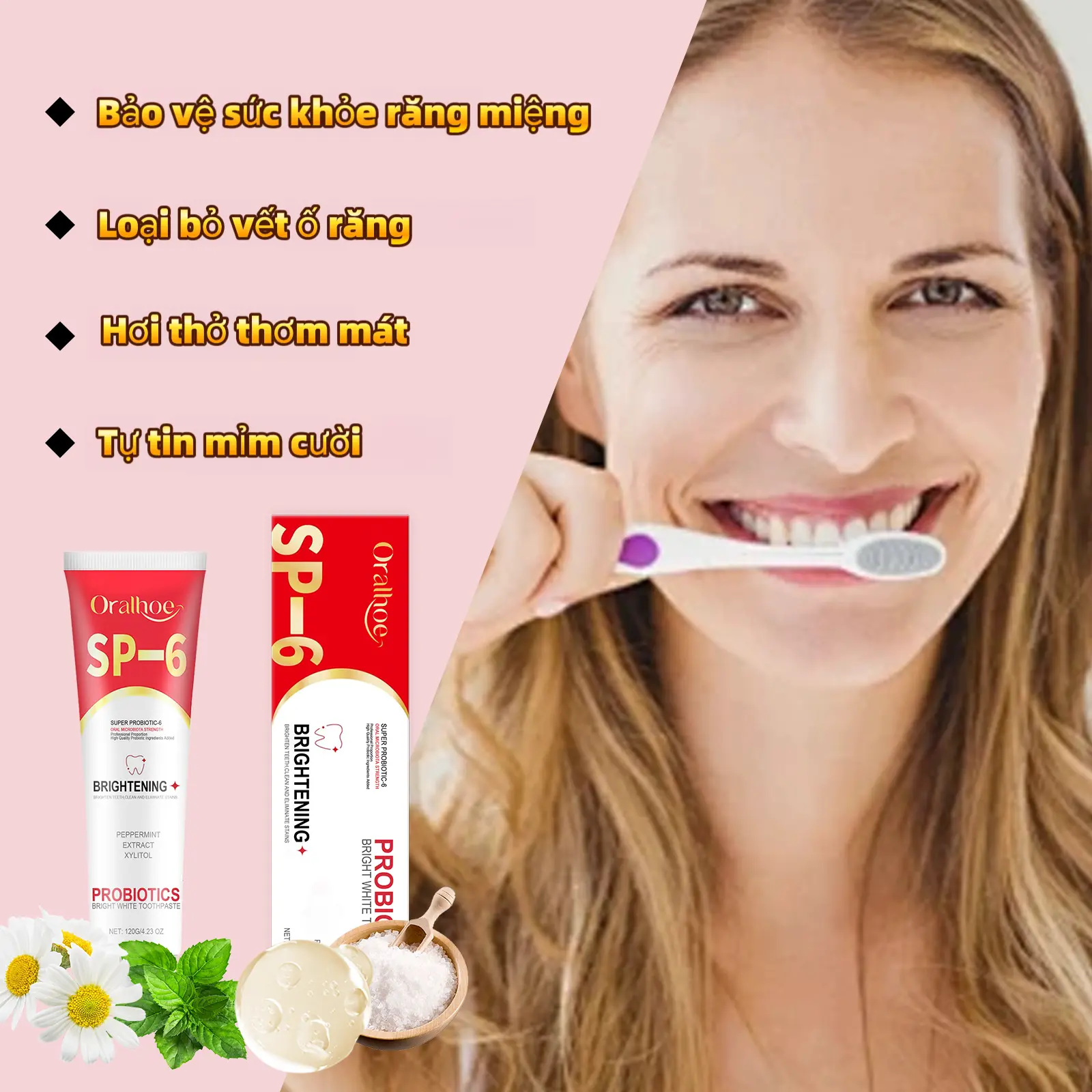 ORALHOE Kem Đánh Răng Probiotics - Trắng Răng, Thơm Miệng Lâu - Chăm Sóc Răng Miệng Cho Bé