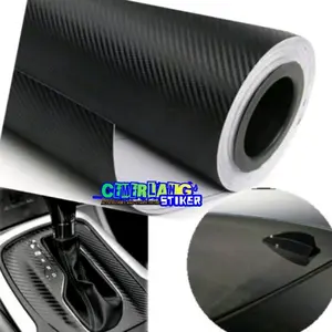 Stiker skotlet carbon 3D hitam untuk dasboard motor dan mobil