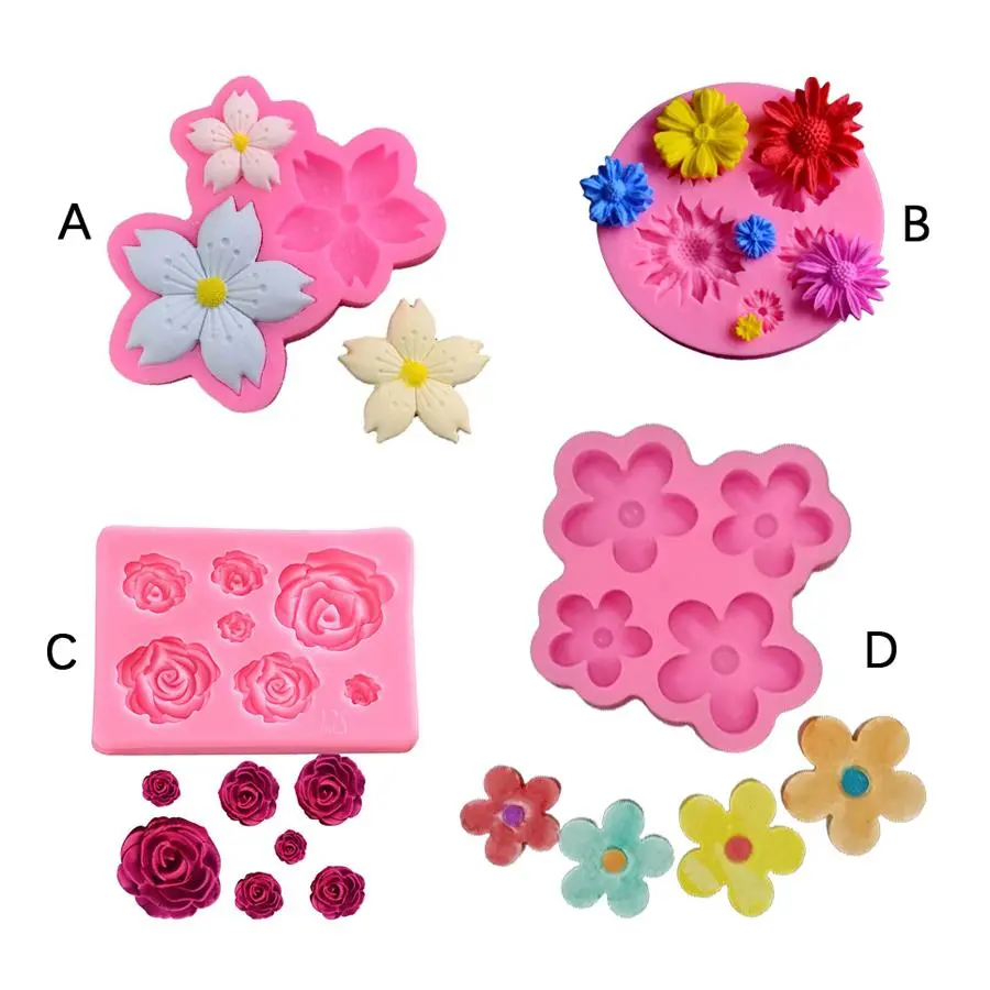 Flower Shaped Silicone Mold (1 Count), Multi Grid DIY Baking Mold, Baking Tool for Cake, Chocolate, Cookie, Cake Decorating Mold for Home Kitchen
