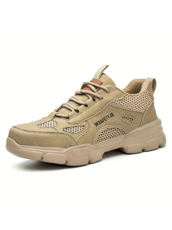 Men's Breathable Lightweight Anti-slip Safety Shoes, Casual Waterproof Workout Sneakers, Comfortable Hollow Out Design Lace Up Work Shoes, Non-slip Safety Shoes for Daily Wear 2