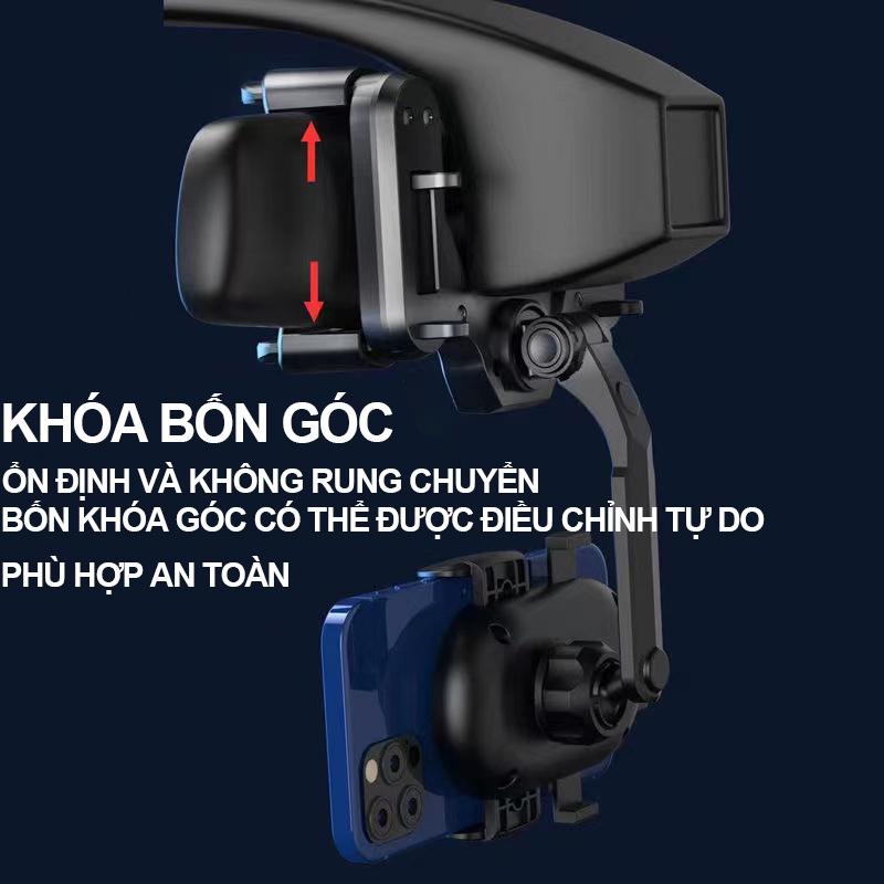 Giá đỡ điện thoại - Giá đỡ kẹp điện thoại lên gương chiếu hậu để trên xe hơi ô tô, có thể xoay 360 độ và thu vào dễ dàng 6