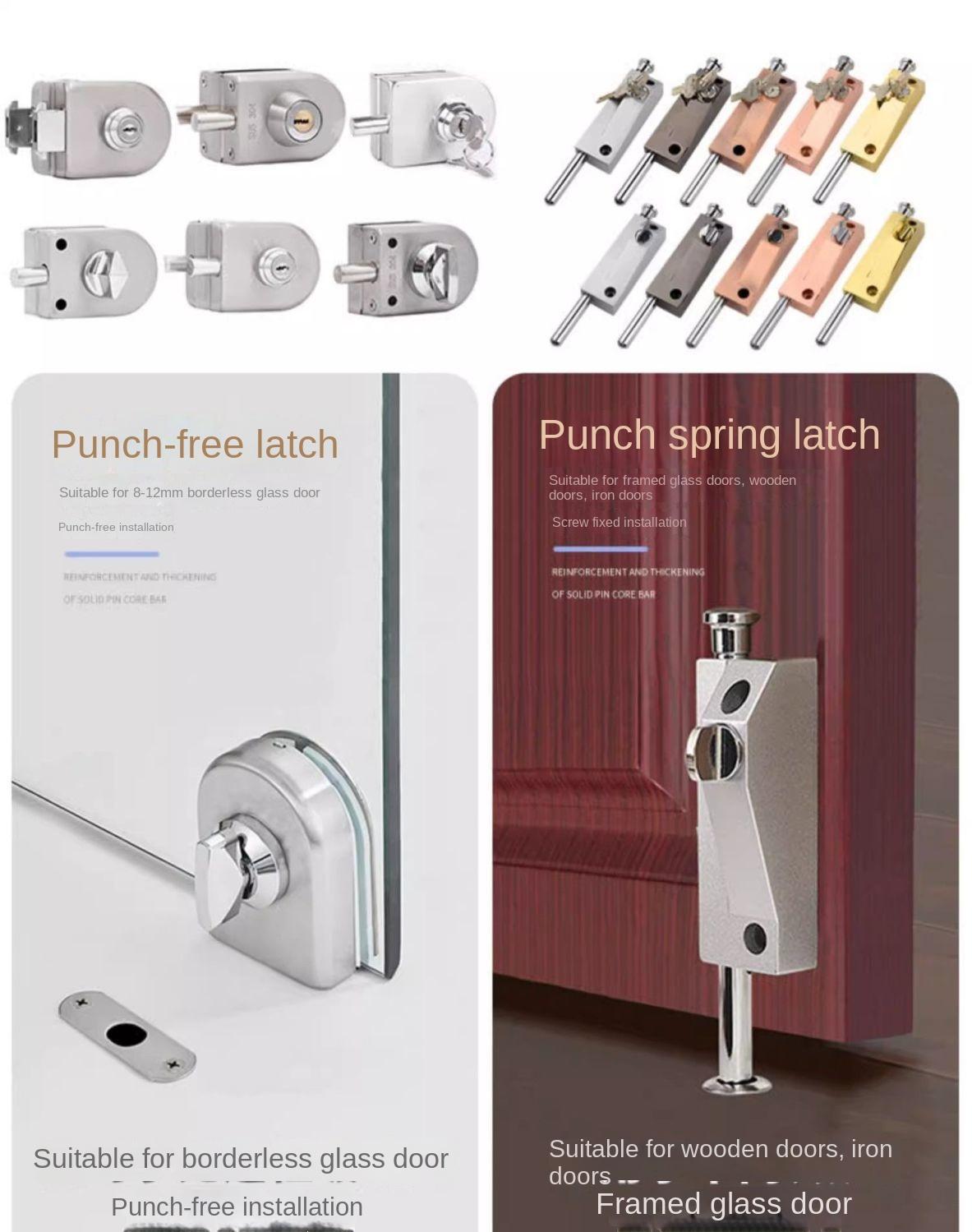 Floor Mounted Rotating Door Lock Aluminum Glass Panel Lock latch ...