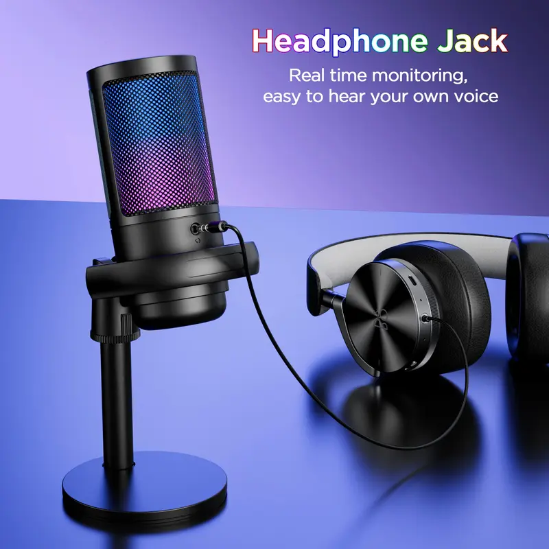 Multifunctional Wired Microphone, Real Time Monitor Live Broadcast & Video Recording Microphone, Desktop Microphone For Multiple Scenes, Stocking Fillers Gift 2