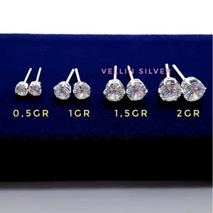 Giwang Desi perak 925  - Anting Tusuk Satu Mata