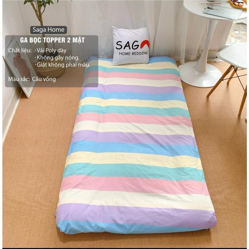 Áo Bọc Nệm Topper 2 mặt có khóa kéo tiện lợi đủ size 1m/ 1m2/ 1m4/ 1m6/1m8 x 2m chính hãng SAGA HOME