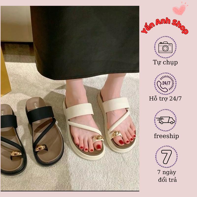 Dép sandal QC xỏ ngón đế 3p form 1.5(to) DéP Nữ Shoes GiàY Nhung sandal  xỏ