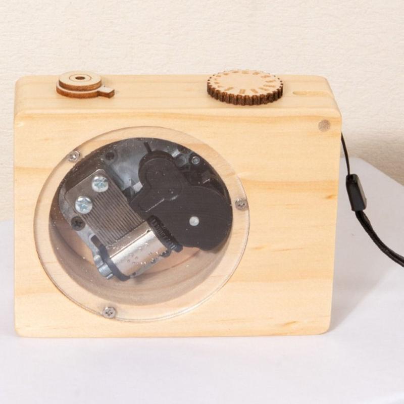 Product Introduction of Home Decor Wooden Music Box Vintage Exquisite Camera Ornament Creative Hand-Cranked Music Box Birthday 10