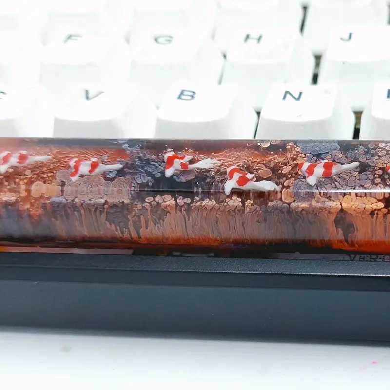 Keycap resin cá koi tone cam đen SA 6.25U trang trí bàn phím cơ 4