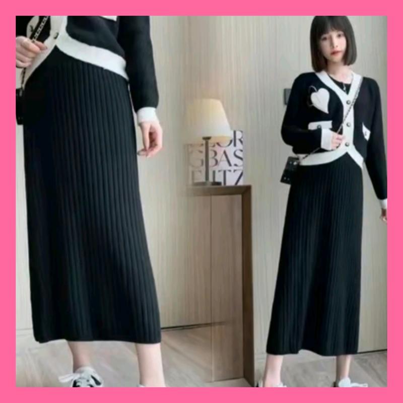 Chân váy len bầu dáng dài thu đông cho Mom chân váy co dãn có chun rút eo Cv,len dài Váy Bầu Đầm Bầu