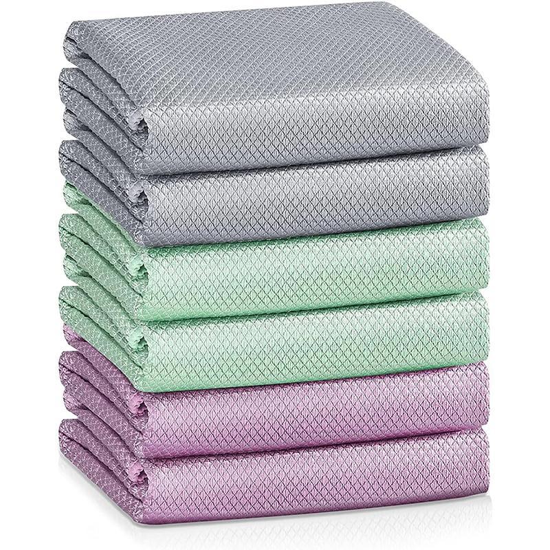 Fish Scale Pattern Cleaning Cloth, 6pcs/set Reusable Streak Free Mirror Polishing Cloth, Cleaning Rag for Car Glass, Home Care Supplies 0
