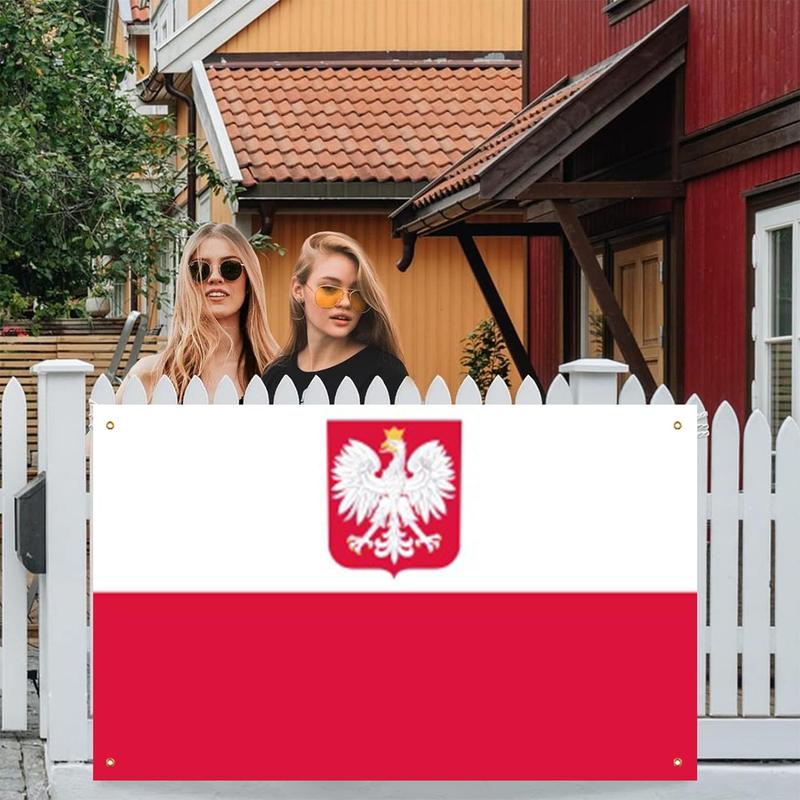 Poland Flag, 3x5ft Poland Flag with 4 Brass Grommets, Decorative Flag for Home Garden Party, Festival Party Supplies 3