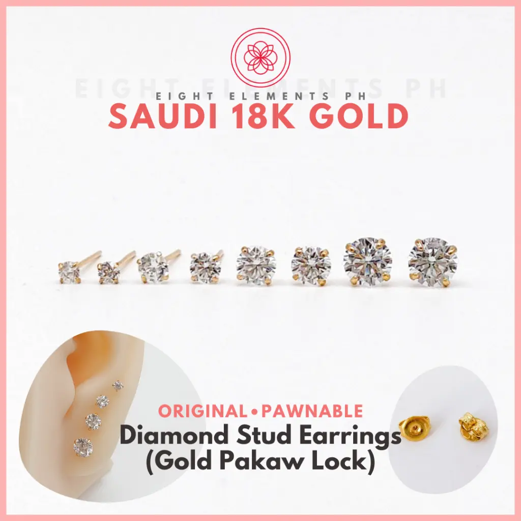 Gold  Earrings Russian Synthetic Diamond Stud Earrings