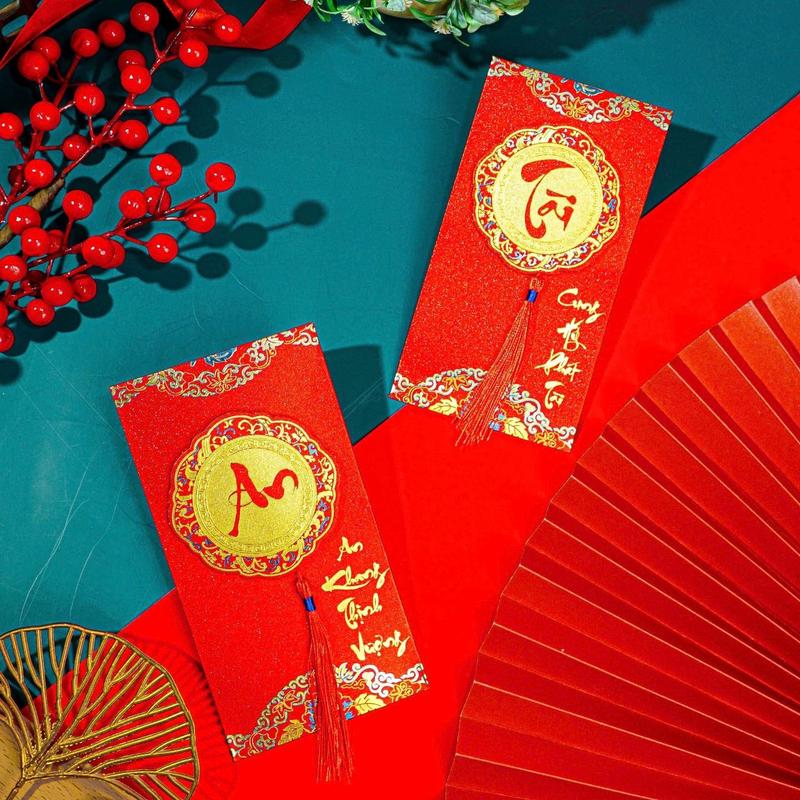 Product Introduction of [ 1 phong bao lì xì tết ] BAO LÌ XÌ ÁNH NHŨ KIM TUYẾN, câu chúc cát tường, mẫu mã sang trọng 34