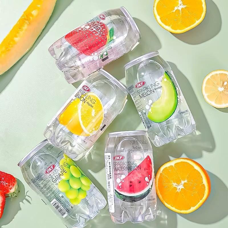 Thùng 24 Lon Nước Ngọt Có Gas OKF Hàn Quốc 350ml, Nước Sparkling Soda Hàn Quốc Đủ vị - Ăn Vặt Deku 0