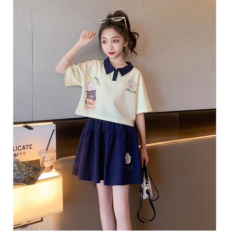 Sét Váy Polo Bé Gái Từ 15-45kg.Sét Áo Xinh Tay Lỡ Kèm Váy Xếp Li Phong Cách Dễ Thương
