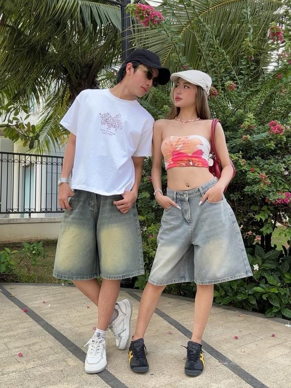 [VERTALENT] Quần Short Jean Lửng Ống Rộng form unisex nam nữ cạp cao tôn dáng nhiều màu local brand 9