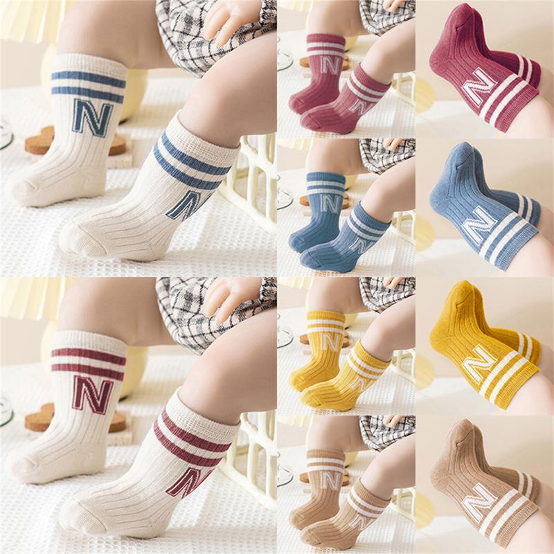 Kids Toddler Ankle Socks Soft Breathable Cute Letter Print Crew Socks 3