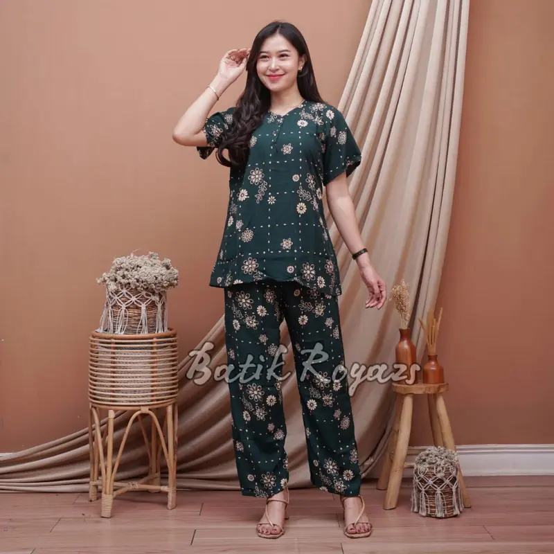 (Termurah Bisa Cod) SETELAN CP ONESET BUSUI KANCING DEPAN MOTIF TERBARU Baju Celana 4