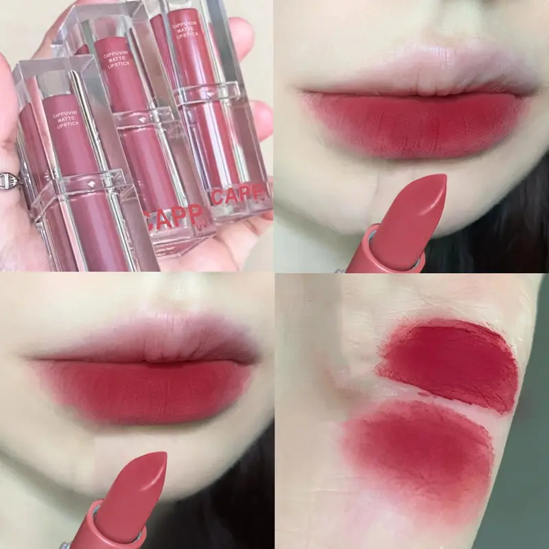 NEW! CAPPUVINI PINK MATTE Lipstick 6 Warna Nude Pink Mosturizing Lipstick Korea Korean Lipstick 3