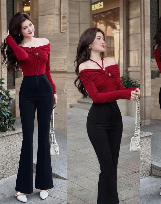 Quần Tây Ống Pass - Quần Tây Ống Loe Không Túi Chất Liệu Tuyết Mưa Cao Cấp Không Xù Không Nhăn Ôm Eo Tôn Vòng 2 Và Vòng 3 Phái Nữ Women Ong 8