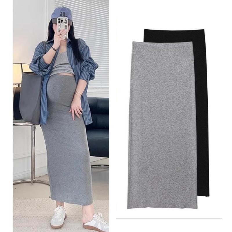 Chân Váy Bầu Body Mẫu Mới Larosa 2025 Dáng Dài Chất Thun Tăm Mềm Mịn Co Dãn LA096V Nữ Women Đen Kem