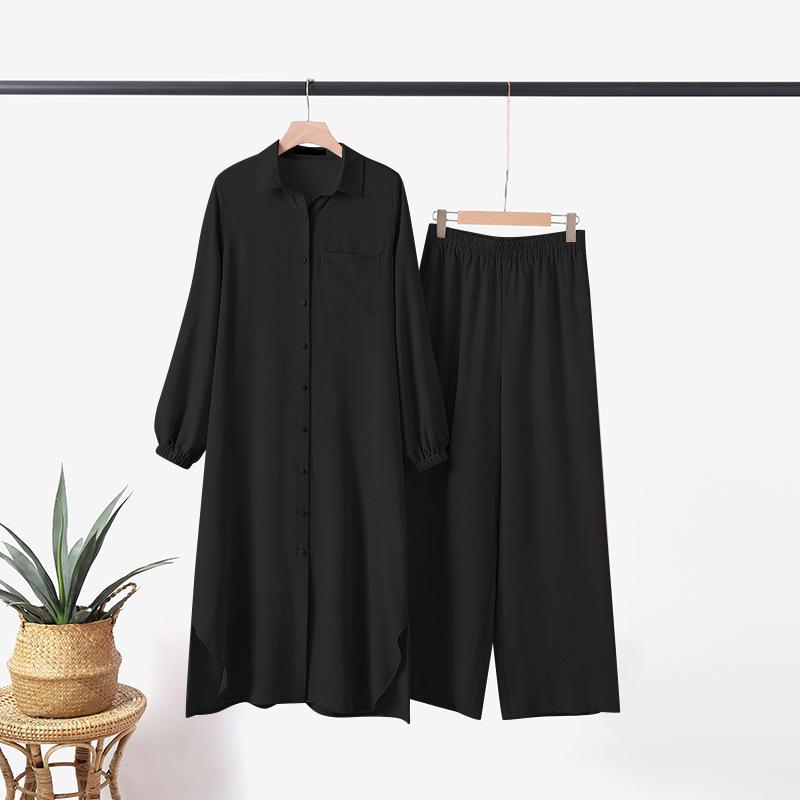 Product Introduction of Hot Sale Muslim Women's Wear Discount for Arabic Style Two-Piece Suit Spring and Autumn New Long Sleeve Shirt Trousers Suit 11