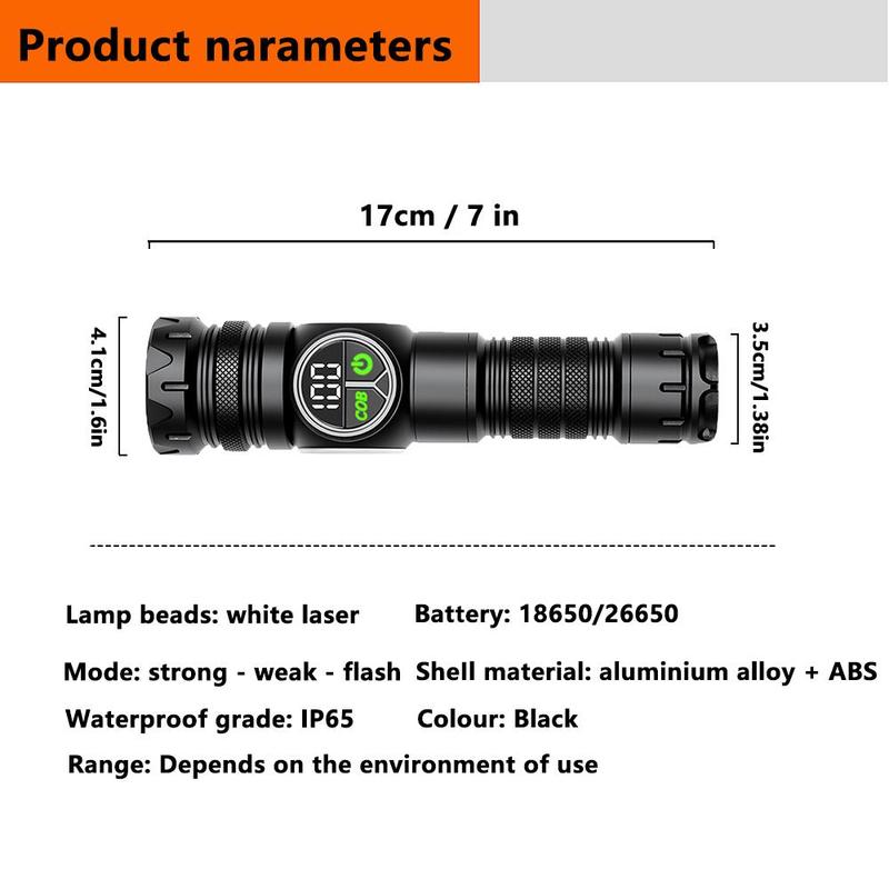 Portable Strong Light Flashlight, USB Rechargeable Telescopic Zoom Flashlight, Outdoor Camping & Hiking Flashlight, Car Repair, Emergency Use Flashlight 1